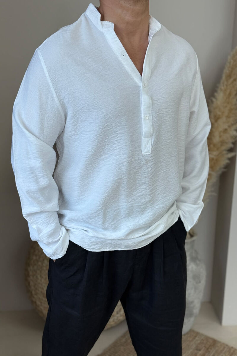 SIMPLE BUTTONS MEN SHIRT WHITE-E BARDHE - 3