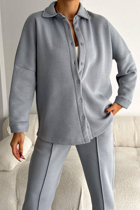 SIMPLE BUTTONS WOMAN SWEATSWIT SET GREY/GRI - 2