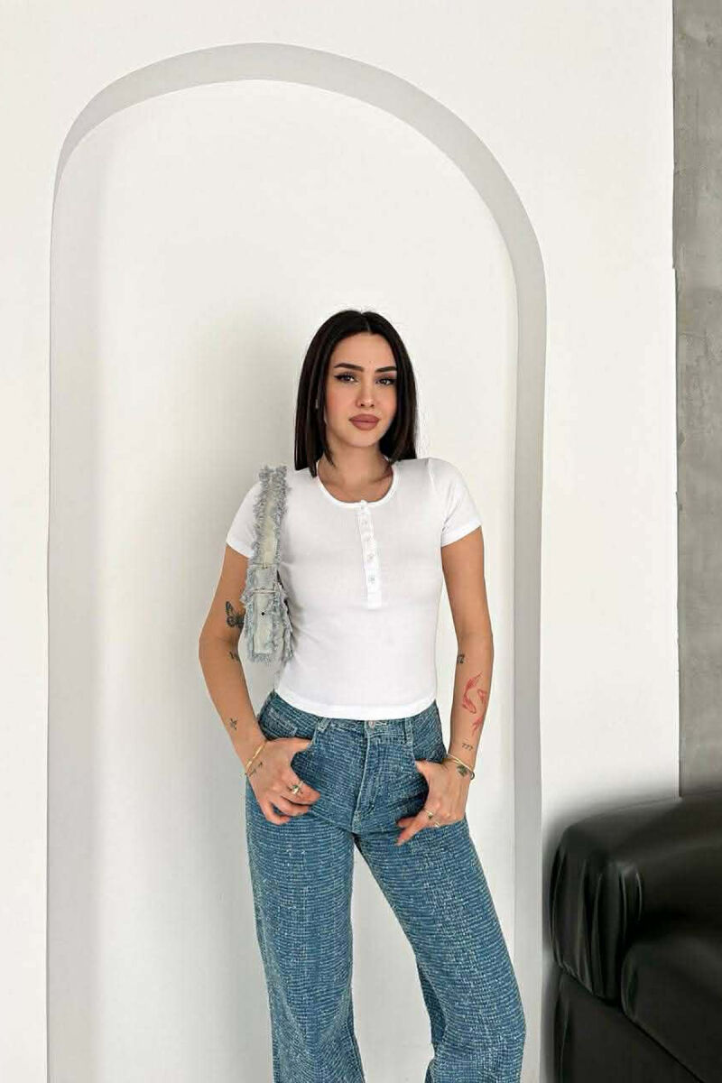 SIMPLE BUTTONS WOMAN T-SHIRT WHITE-E BARDHE - 2