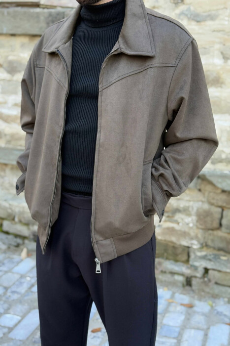 SIMPLE CHAMOIS ZIP-UP MEN JACKET GREEN/JESHILE - 2