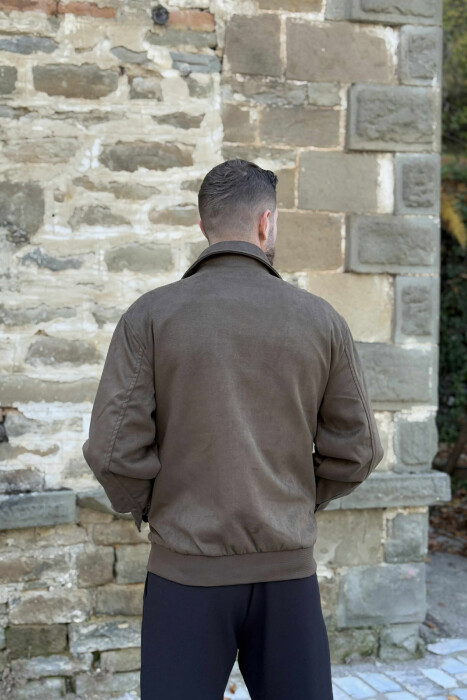 SIMPLE CHAMOIS ZIP-UP MEN JACKET GREEN/JESHILE - 3