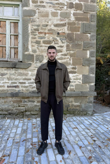 SIMPLE CHAMOIS ZIP-UP MEN JACKET GREEN/JESHILE - 5