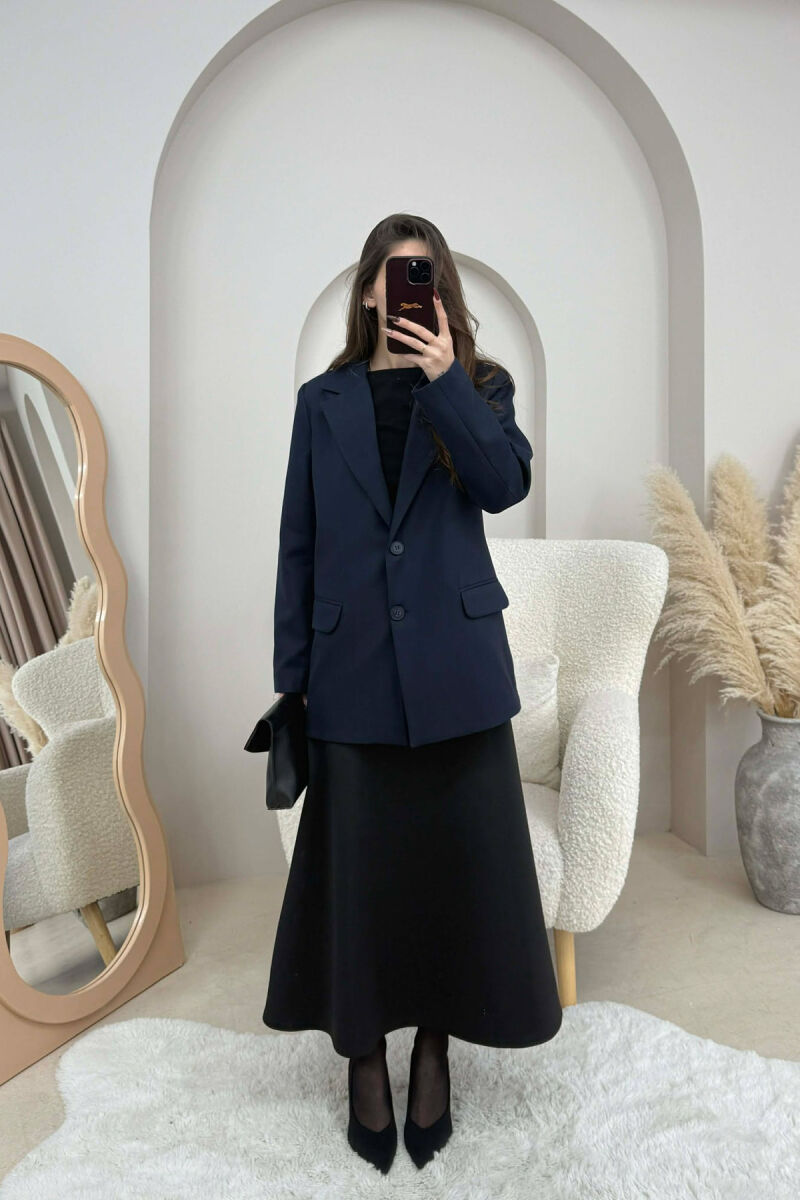 SIMPLE CLASSIC WOMEN JACKET DARK BLUE/BEE - 1