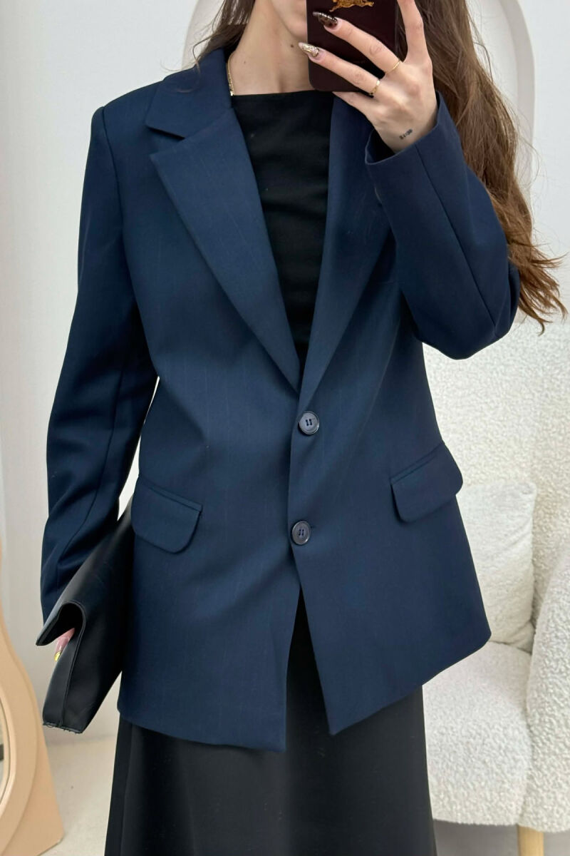 SIMPLE CLASSIC WOMEN JACKET DARK BLUE/BEE - 4