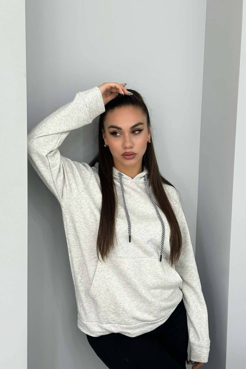 SIMPLE COTTON HOOD WOMAN HOODIE LIGHT GREY/GZ - 1