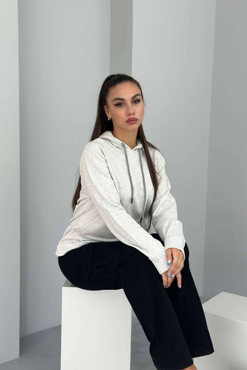 SIMPLE COTTON HOOD WOMAN HOODIE LIGHT GREY/GZ - 2