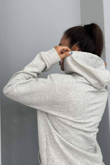 SIMPLE COTTON HOOD WOMAN HOODIE LIGHT GREY/GZ - 3