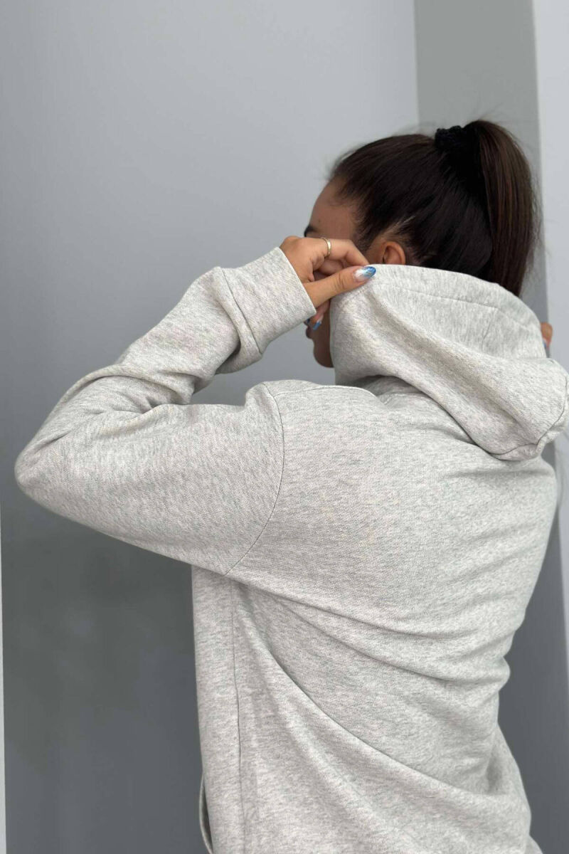 SIMPLE COTTON HOOD WOMAN HOODIE LIGHT GREY/GZ - 3