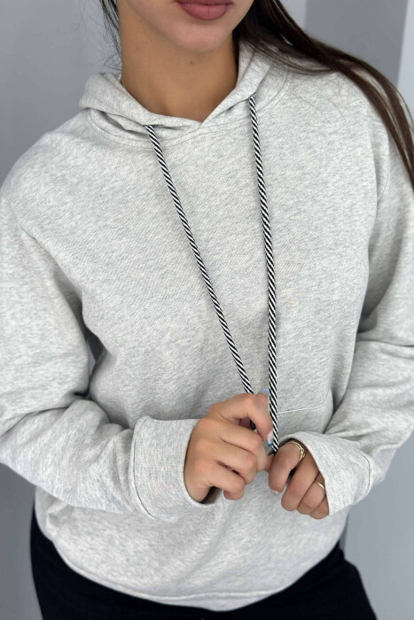 SIMPLE COTTON HOOD WOMAN HOODIE LIGHT GREY/GZ - 4
