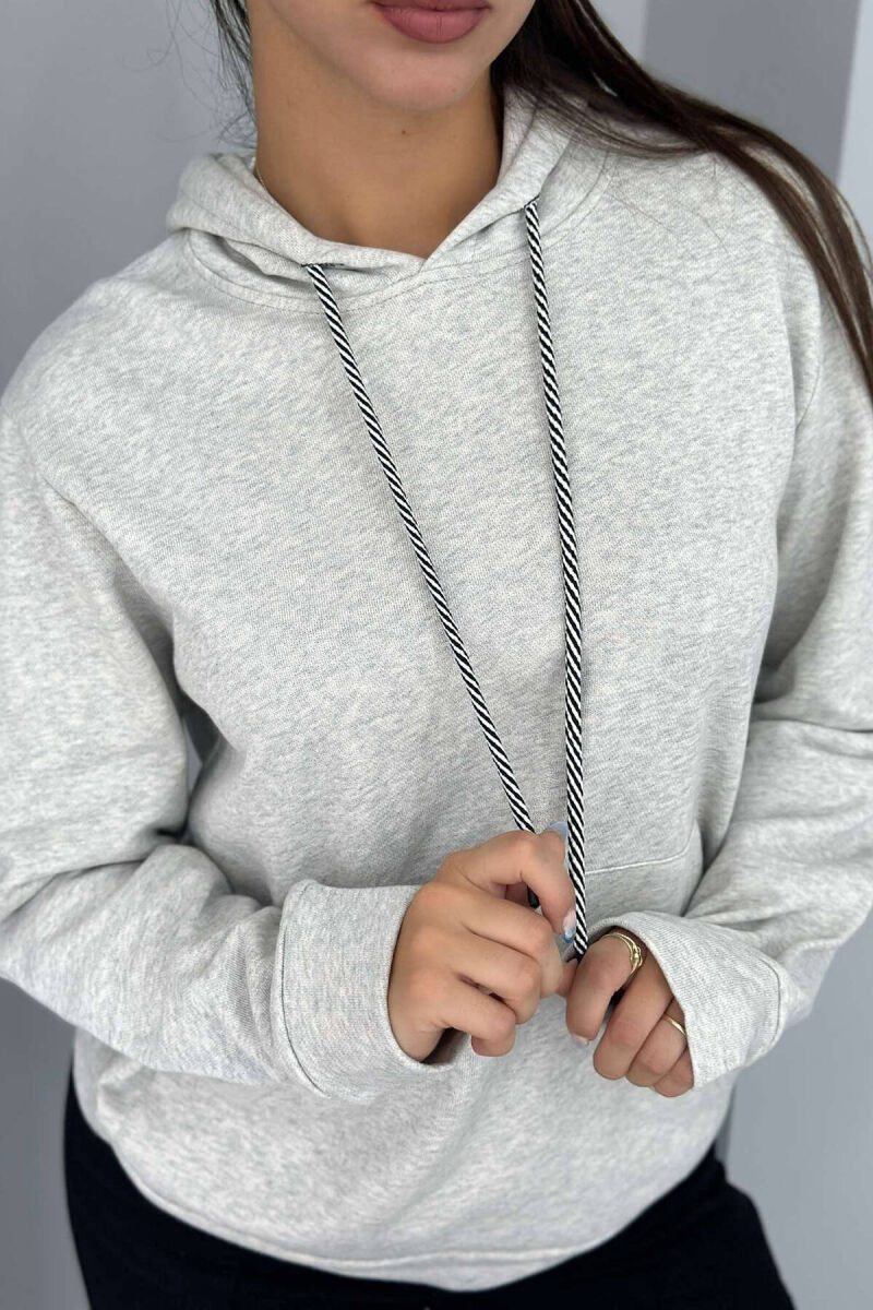 SIMPLE COTTON HOOD WOMAN HOODIE LIGHT GREY/GZ - 4