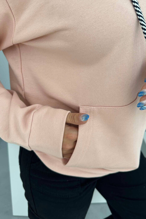 SIMPLE COTTON HOOD WOMAN HOODIE POWDER/PUDER - 2