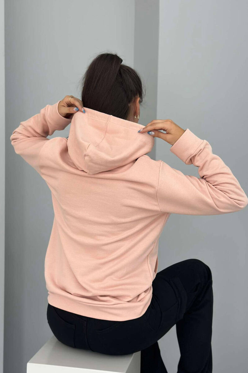 SIMPLE COTTON HOOD WOMAN HOODIE POWDER/PUDER - 3