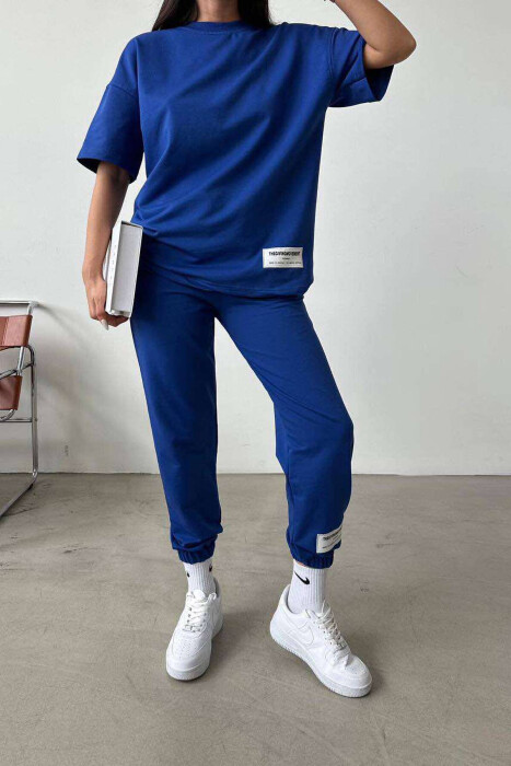 SIMPLE COTTON JOGGERS+T-SHIRT WOMEN SET BLUE/BLU 