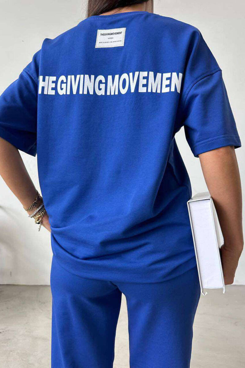 SIMPLE COTTON JOGGERS+T-SHIRT WOMEN SET BLUE/BLU - 2