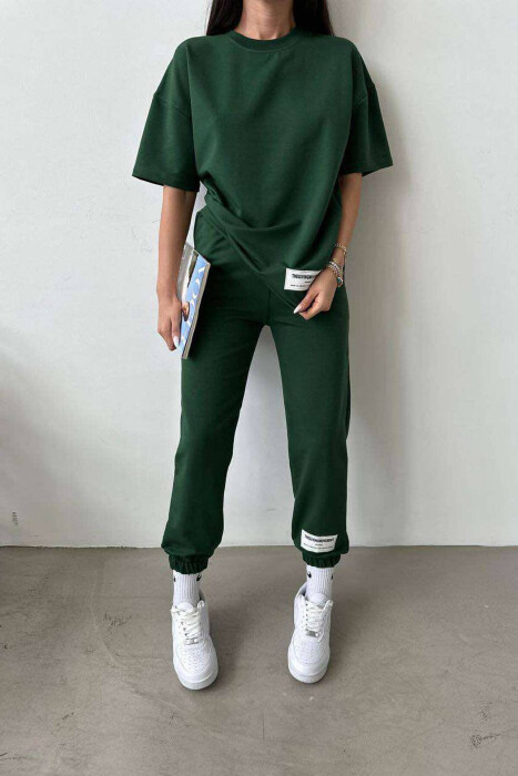 SIMPLE COTTON JOGGERS+T-SHIRT WOMEN SET GREEN/JESHILE 