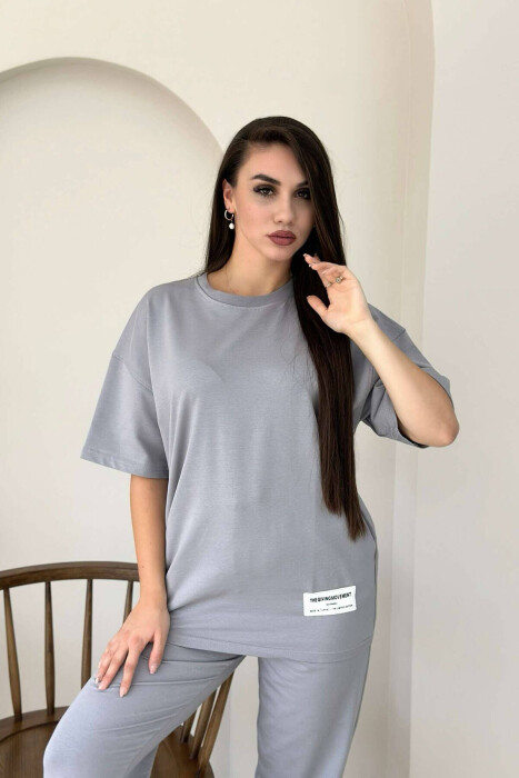 SIMPLE COTTON JOGGERS+T-SHIRT WOMEN SET LIGHT GREY/GZ 