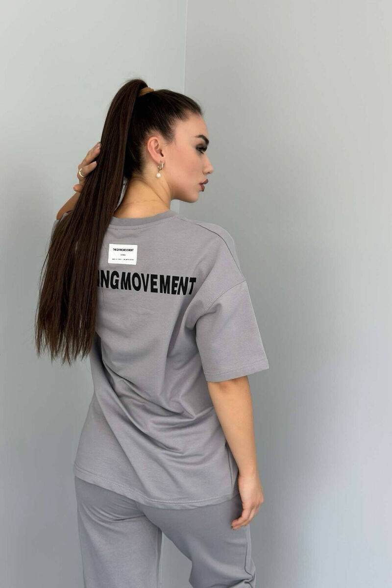 SIMPLE COTTON JOGGERS+T-SHIRT WOMEN SET LIGHT GREY/GZ - 3