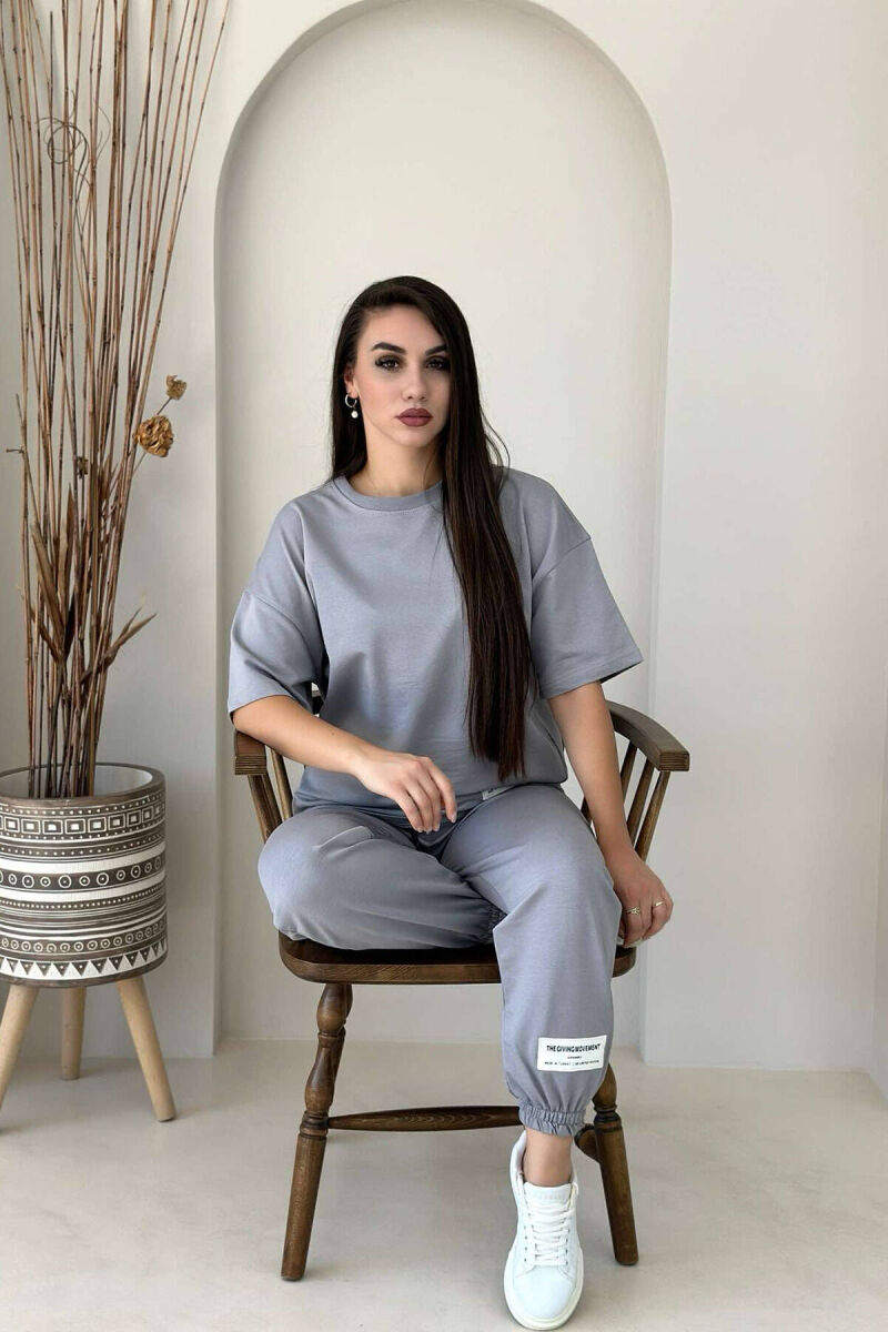 SIMPLE COTTON JOGGERS+T-SHIRT WOMEN SET LIGHT GREY/GZ - 4