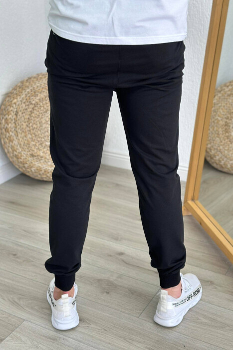 SIMPLE COTTON MEN SWEATPANTS BLACK/ E ZEZE - 2