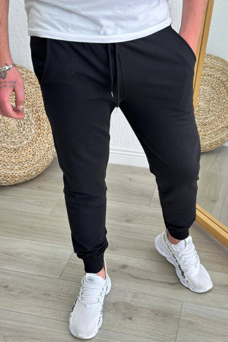 SIMPLE COTTON MEN SWEATPANTS BLACK/ E ZEZE - 3