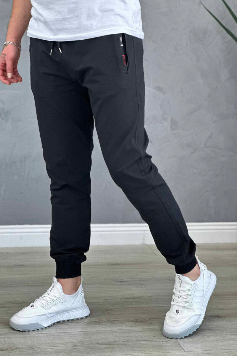 SIMPLE COTTON MEN SWEATPANTS BLACK/ E ZEZE - 2