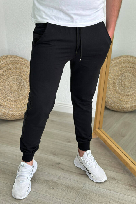 SIMPLE COTTON MEN SWEATPANTS BLACK/ E ZEZE 