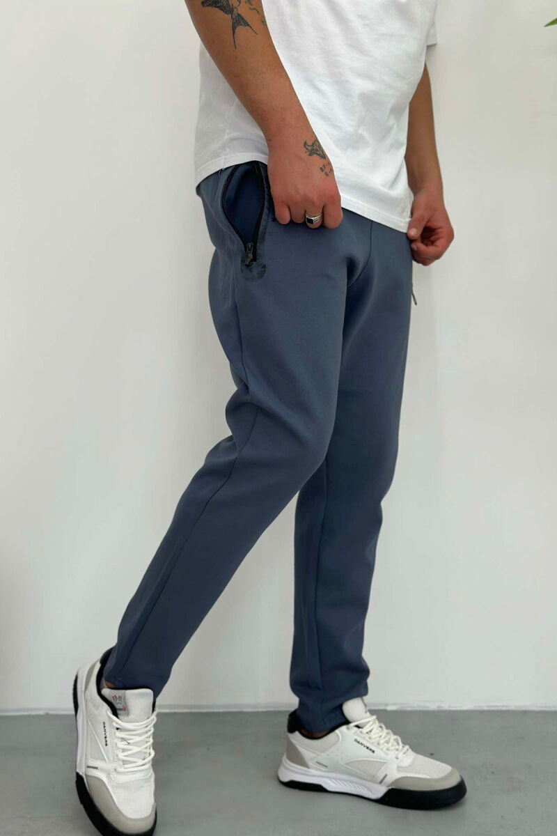 SIMPLE COTTON MEN SWEATPANTS BLUE/BLU - 2