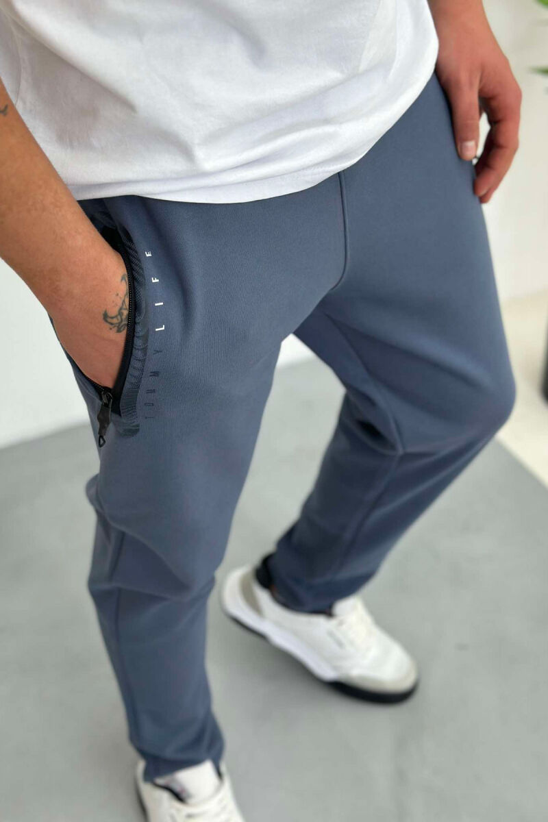 SIMPLE COTTON MEN SWEATPANTS BLUE/BLU - 3