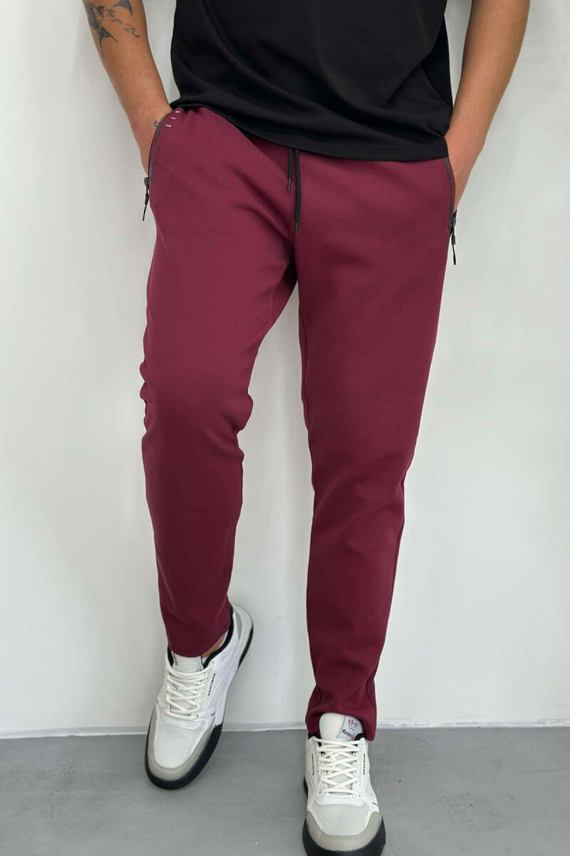 SIMPLE COTTON MEN SWEATPANTS BUYRDGUNDY/VISHNJE - 1