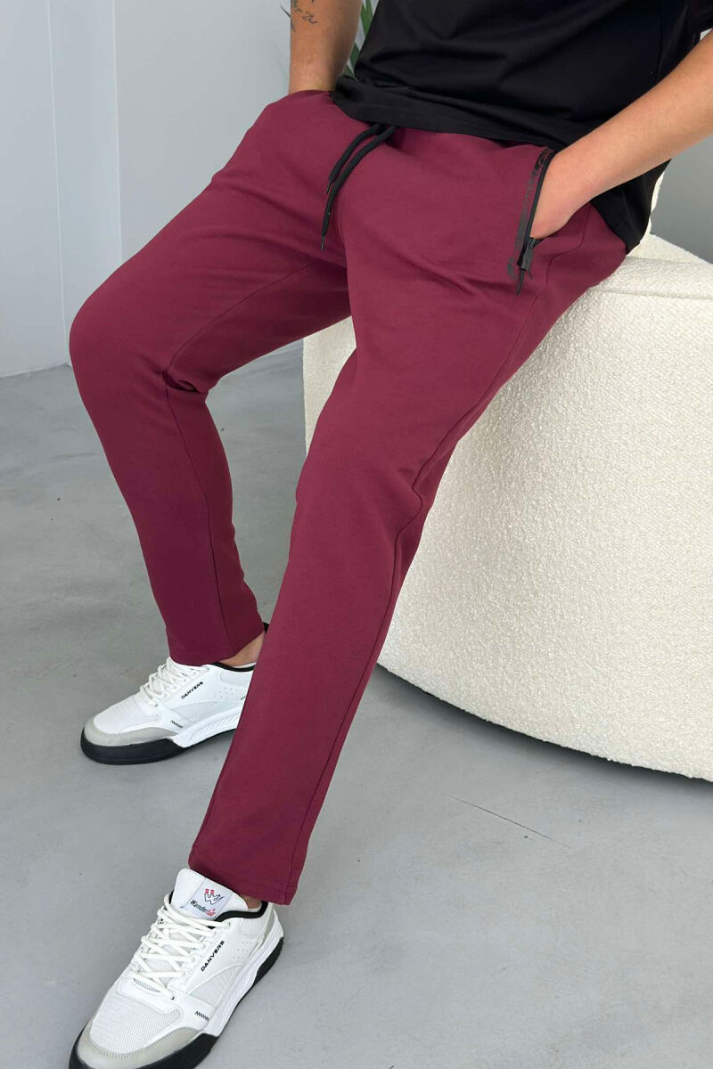 SIMPLE COTTON MEN SWEATPANTS BUYRDGUNDY/VISHNJE - 2