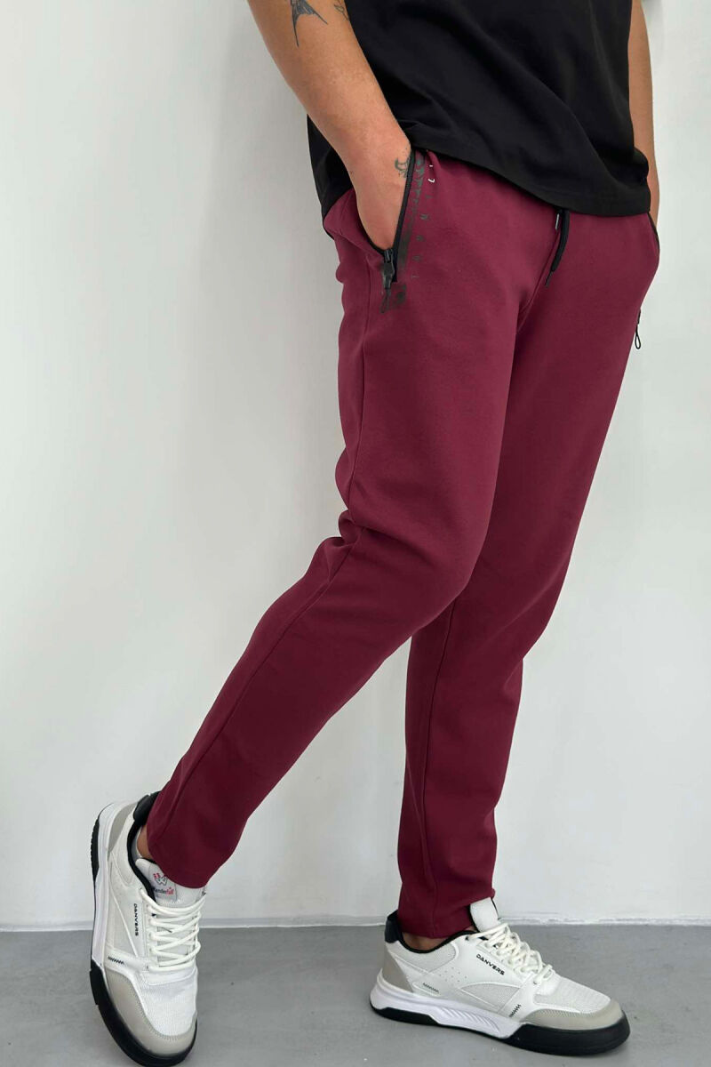 SIMPLE COTTON MEN SWEATPANTS BUYRDGUNDY/VISHNJE - 3