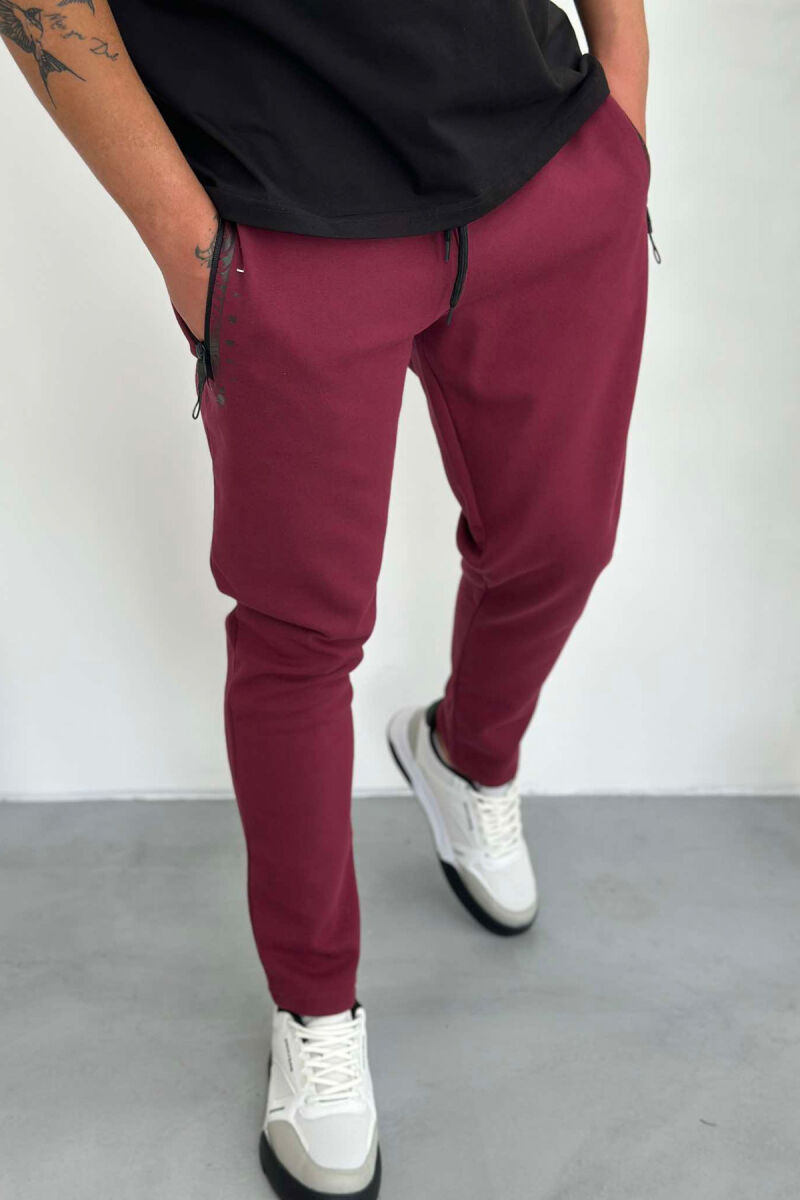 SIMPLE COTTON MEN SWEATPANTS BUYRDGUNDY/VISHNJE - 4