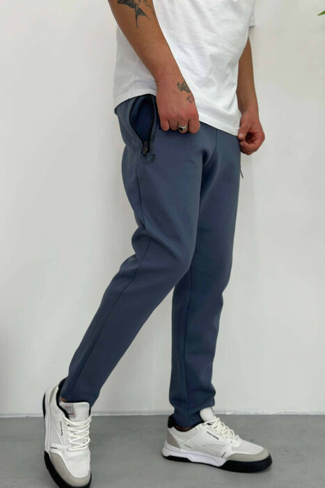 SIMPLE COTTON MEN SWEATPANTS IN BLUE COLOR - 2