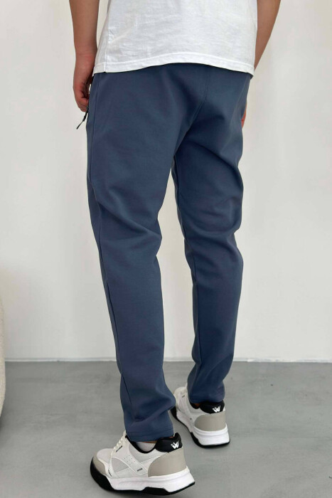 SIMPLE COTTON MEN SWEATPANTS IN BLUE COLOR - 4