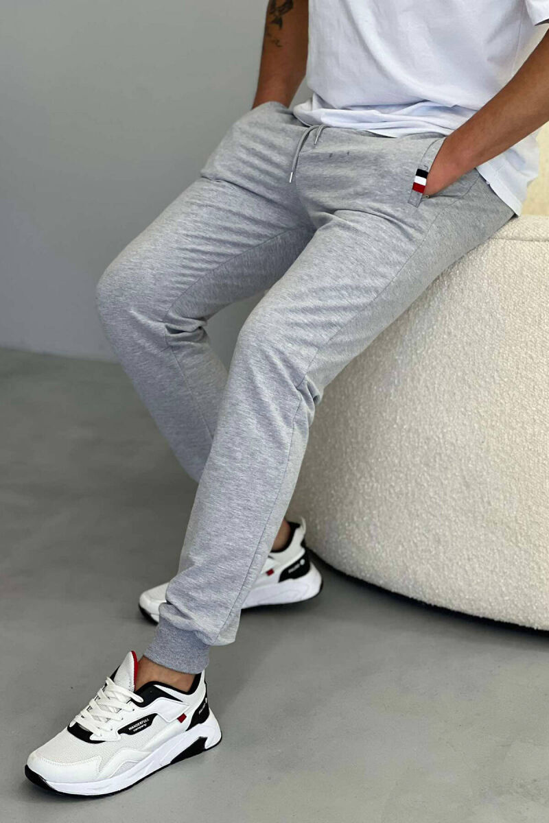 SIMPLE COTTON MEN SWEATPANTS LIGHT GREY/GZ - 4