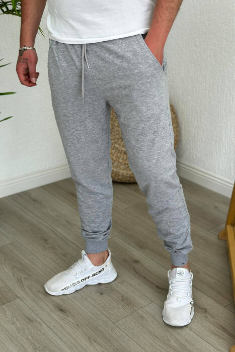 SIMPLE COTTON MEN SWEATPANTS LIGHT GREY/GZ - 2