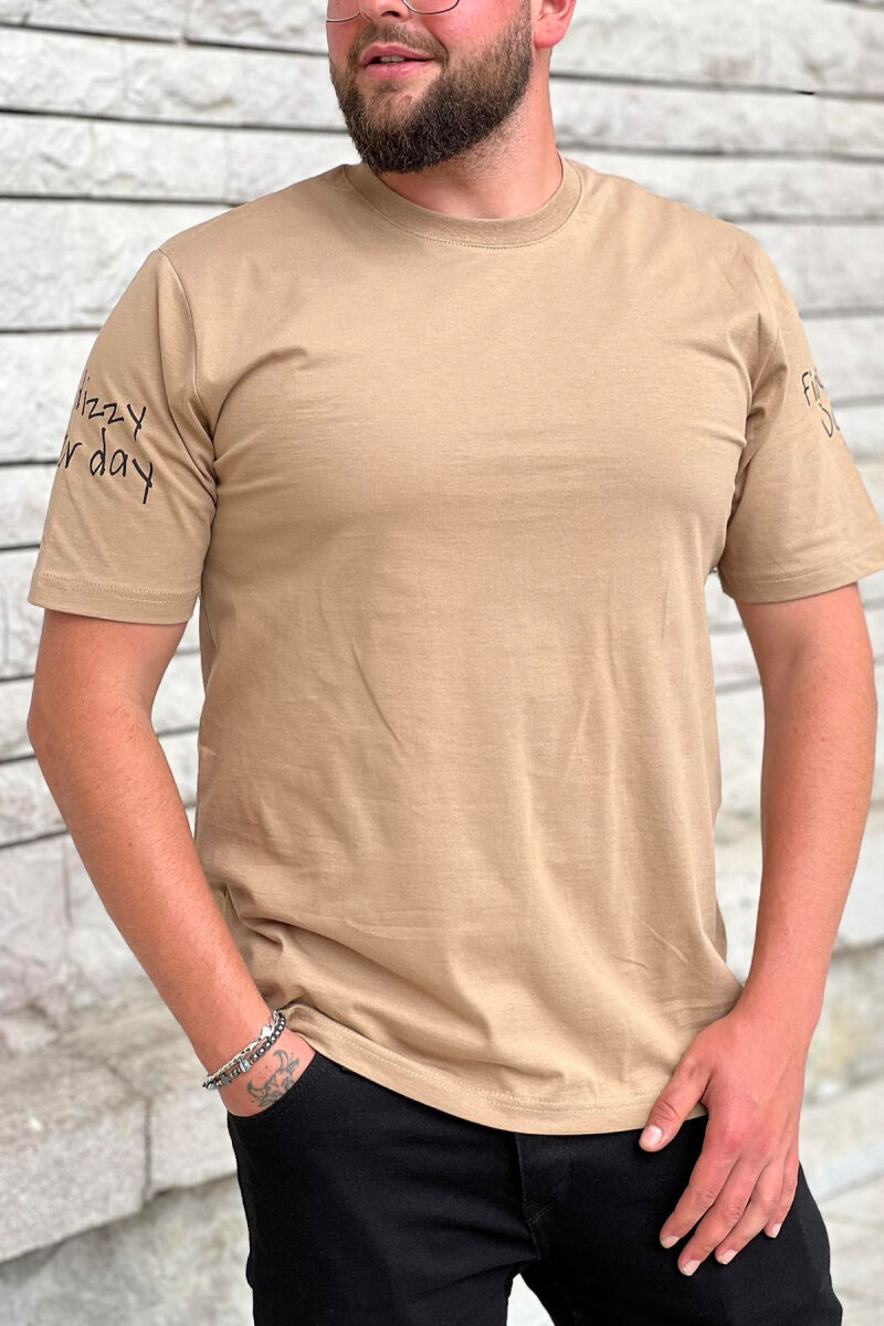 SIMPLE COTTON MEN T-SHIRT BEIGE/BEZHE - 1