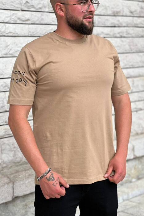 SIMPLE COTTON MEN T-SHIRT BEIGE/BEZHE - 2