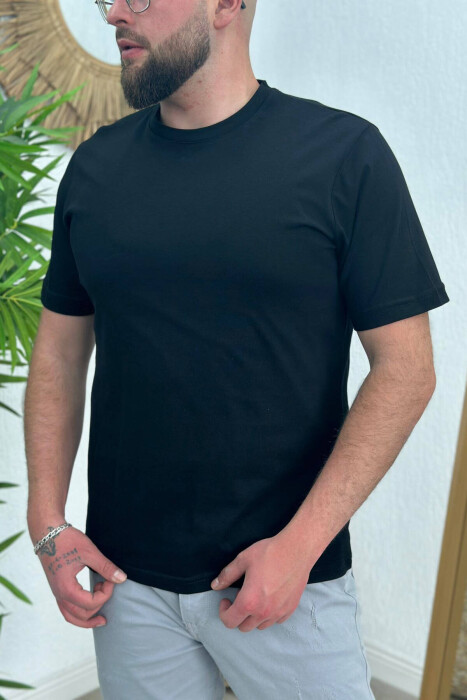 SIMPLE COTTON MEN T-SHIRT BLACK/ E ZEZE - 3