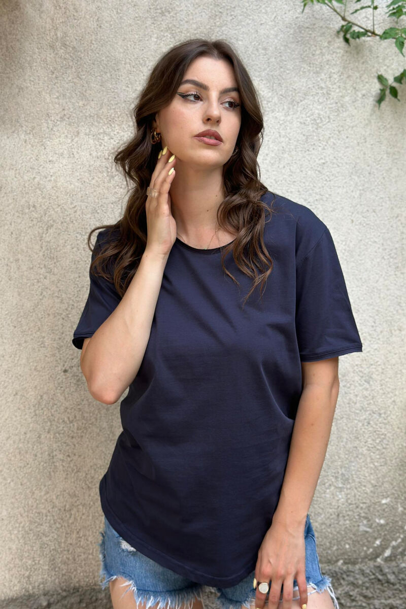 SIMPLE COTTON WOMAN T-SHIRT DARK BLUE/BEE - 3