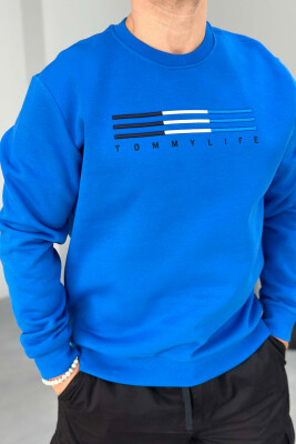 SIMPLE COTTON ONE COLOR MEN SWEATSHIRT BLUE/BLU 