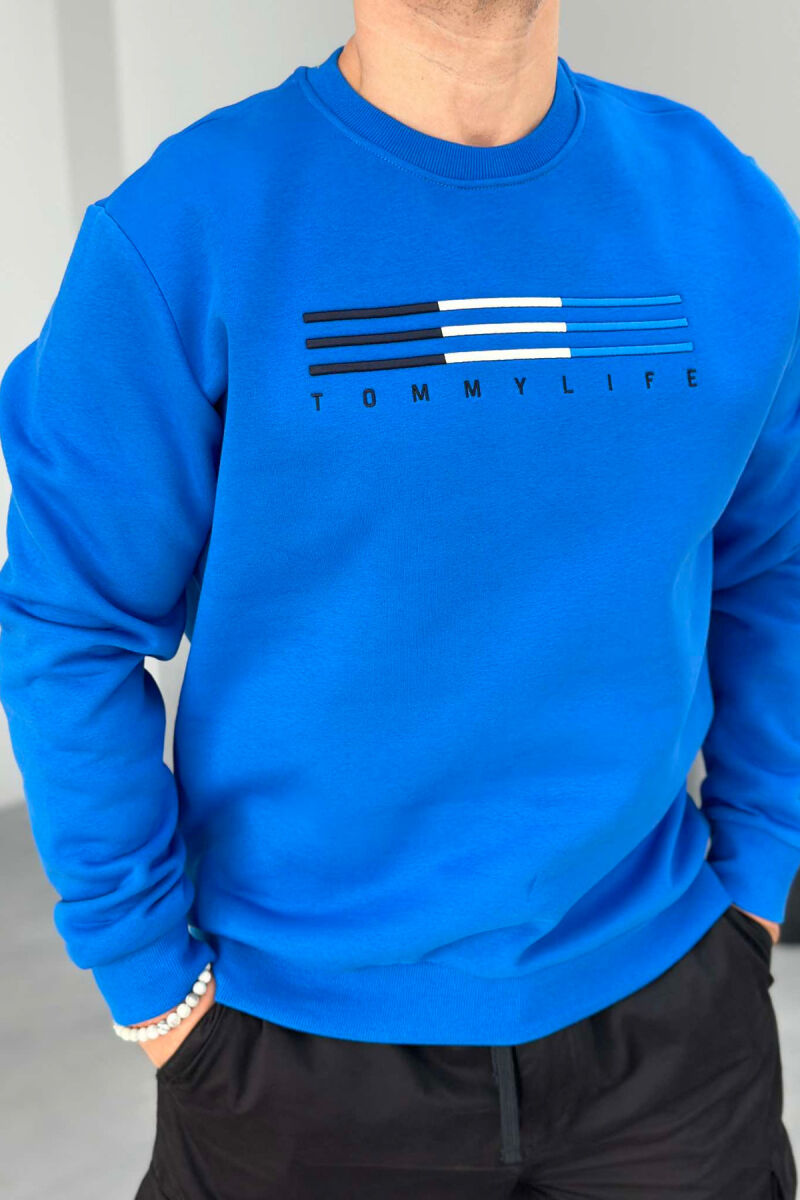 SIMPLE COTTON ONE COLOR MEN SWEATSHIRT BLUE/BLU - 1