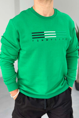 SIMPLE COTTON ONE COLOR MEN SWEATSHIRT GREEN/JESHILE 