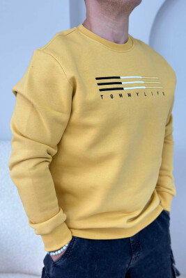 SIMPLE COTTON ONE COLOR MEN SWEATSHIRT MUSTARD/MUSTARDE 