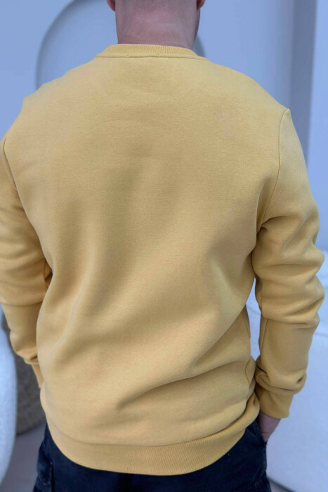 SIMPLE COTTON ONE COLOR MEN SWEATSHIRT MUSTARD/MUSTARDE - 4