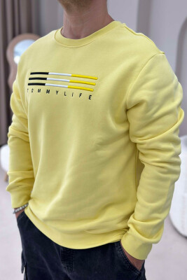 SIMPLE COTTON ONE COLOR MEN SWEATSHIRT YELLOW/E VERDHE 