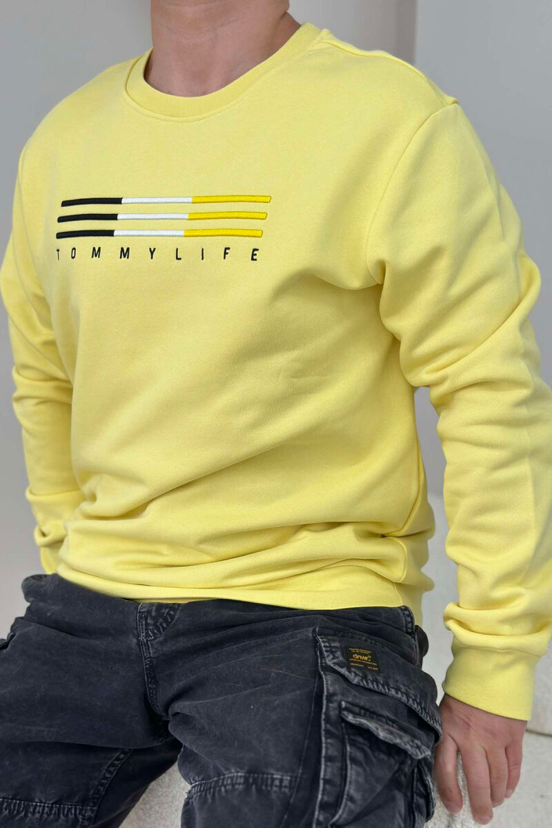 SIMPLE COTTON ONE COLOR MEN SWEATSHIRT YELLOW/E VERDHE - 4