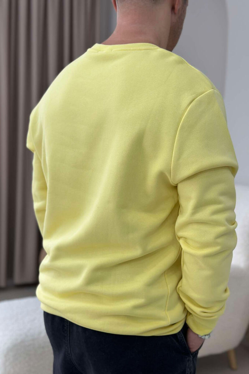 SIMPLE COTTON ONE COLOR MEN SWEATSHIRT YELLOW/E VERDHE - 5