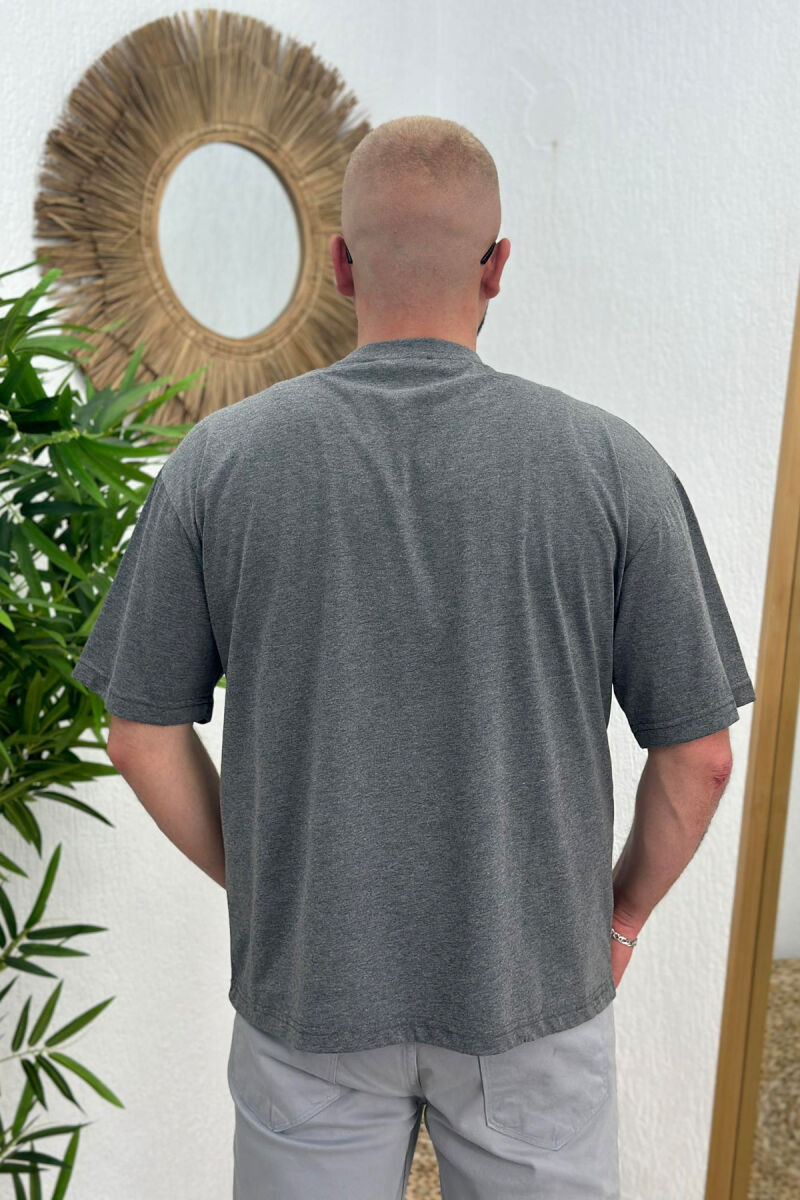 SIMPLE COTTON ONE COLOR MEN T-SHIRT GREY/GRI - 3