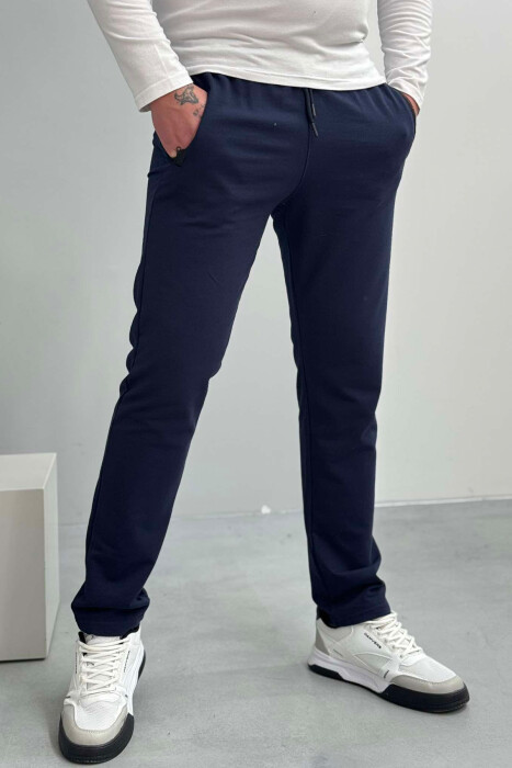 SIMPLE COTTON ONE COLOR MAN SWEATPANTS DARK BLUE/BEE 